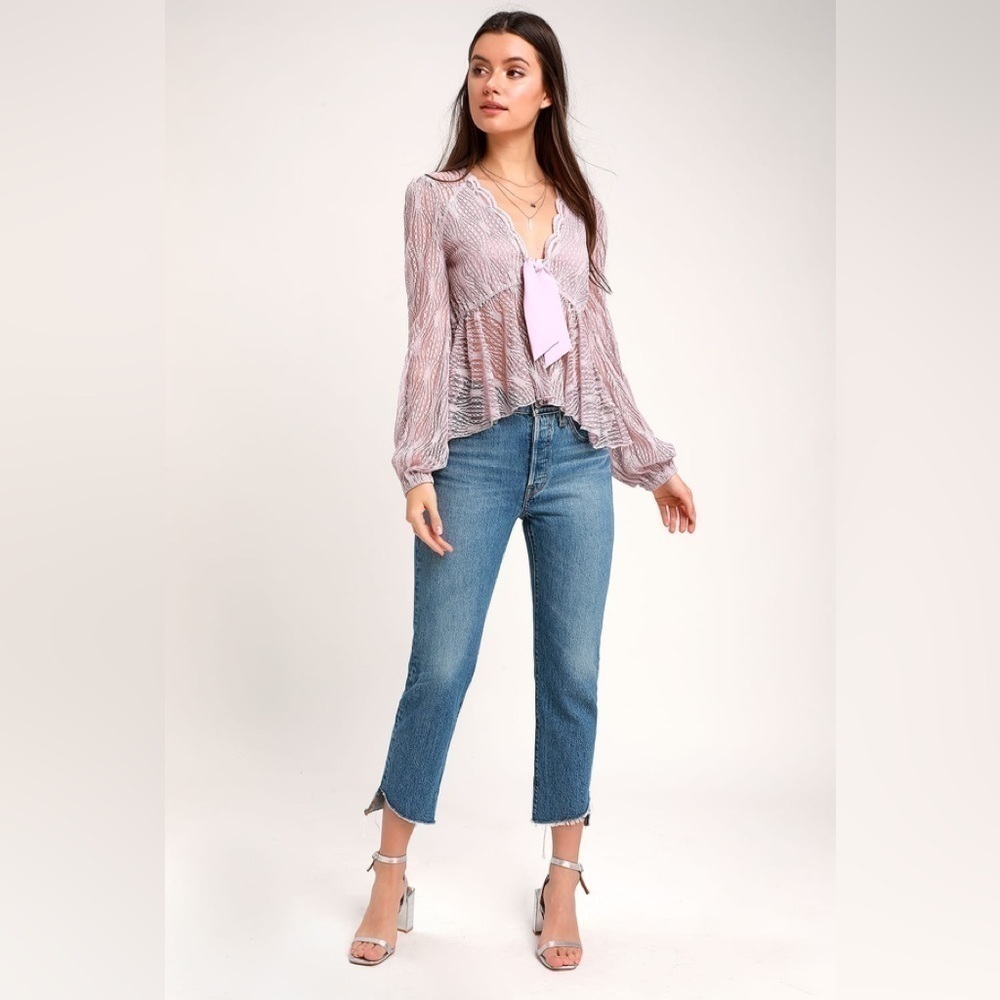 🌸 Free People Luisa Lace Tie Front Top XS NWT Sheer Boho - Picture 6 of 6